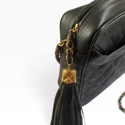 CHANEL Vintage Caviar Briefcase Tote Black Gold Hardware - photograph 5