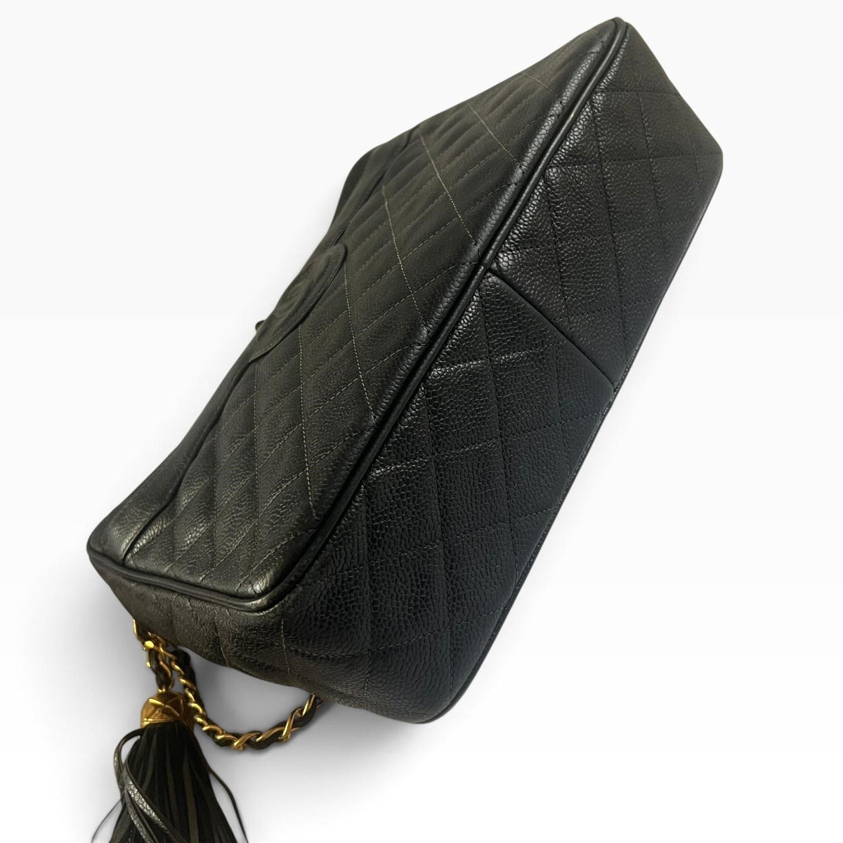 CHANEL Vintage Caviar Briefcase Tote Black Gold Hardware - photograph 8