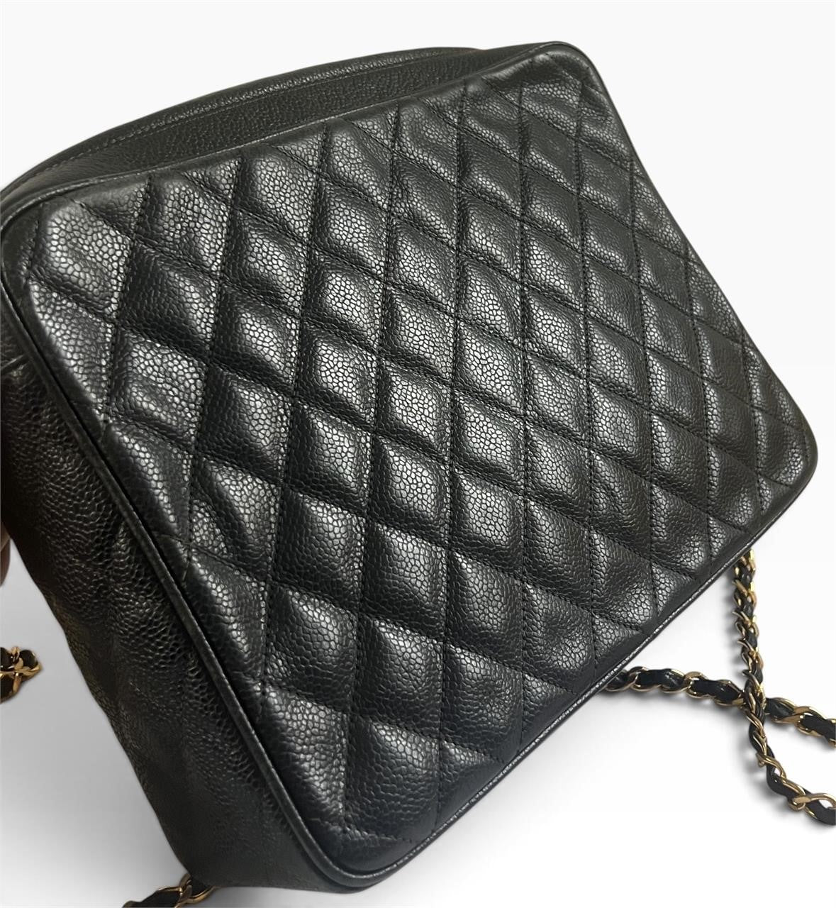 CHANEL Vintage Caviar Briefcase Tote Black Gold Hardware - photograph 9