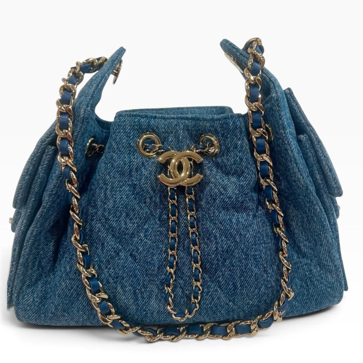 CHANEL 25 Blue Washed Denim Hobo Gold-Tone Hardware - photograph 1