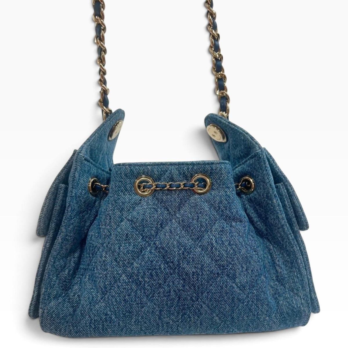 CHANEL 25 Blue Washed Denim Hobo Gold-Tone Hardware - photograph 4