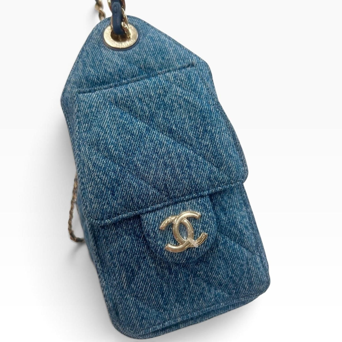 CHANEL 25 Blue Washed Denim Hobo Gold-Tone Hardware - photograph 5
