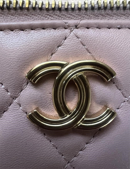 CHANEL Quilted Pink Lambskin Chain Top Handle Vanity Case - photograph 6