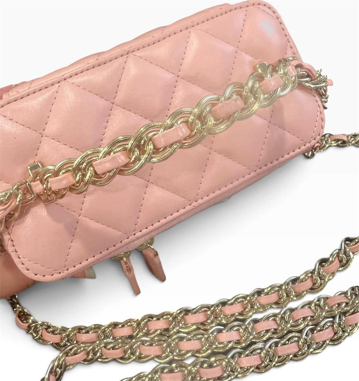 CHANEL Quilted Pink Lambskin Chain Top Handle Vanity Case - photograph 7