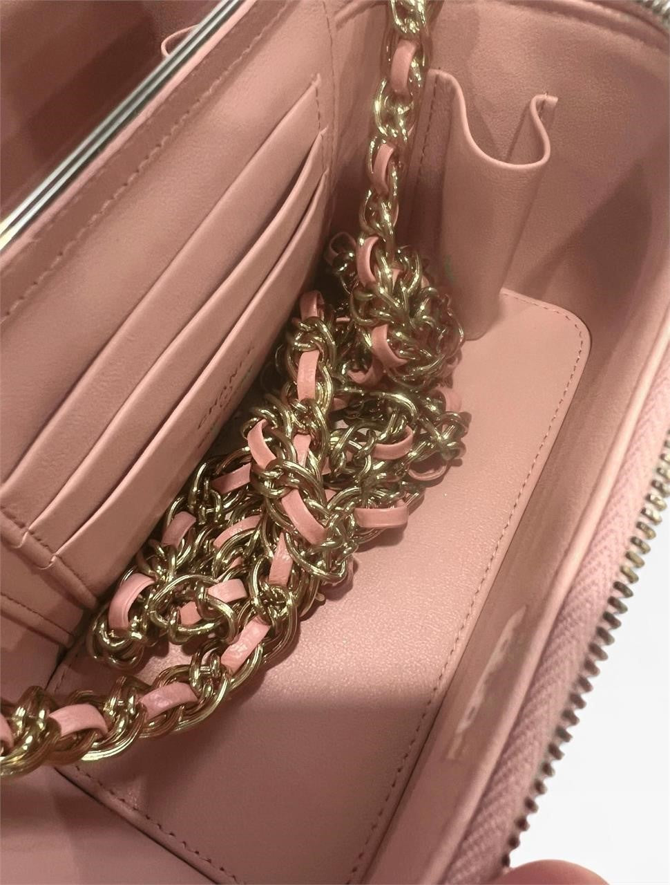 CHANEL Quilted Pink Lambskin Chain Top Handle Vanity Case - photograph 9