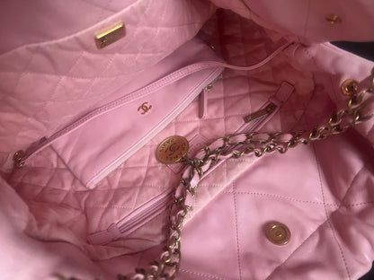 CHANEL 22 Medium Pink Shiny Calfskin Gold product photograph 10 - VaultedVIP